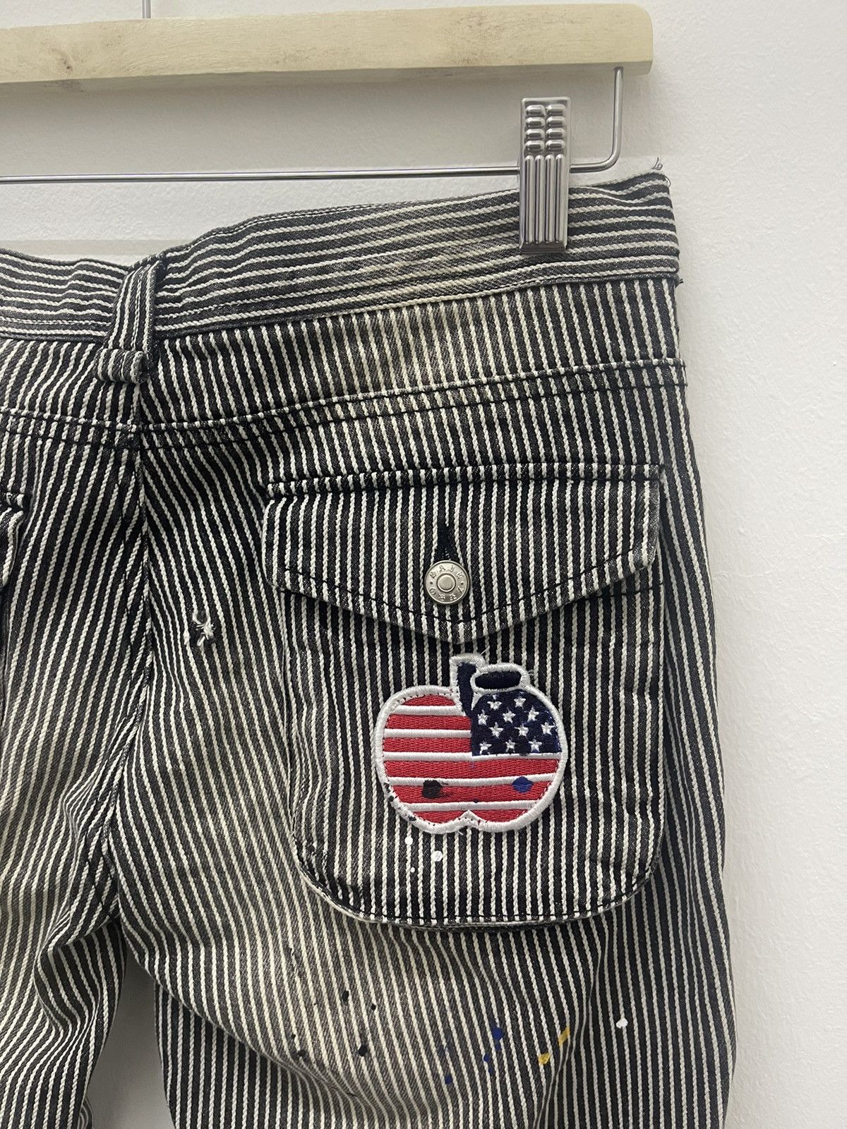 Japanese Brand ZERO SAIL Paint Splatter Hickory Striped Bush Pant Size US 30 / EU 46 - 12 Thumbnail