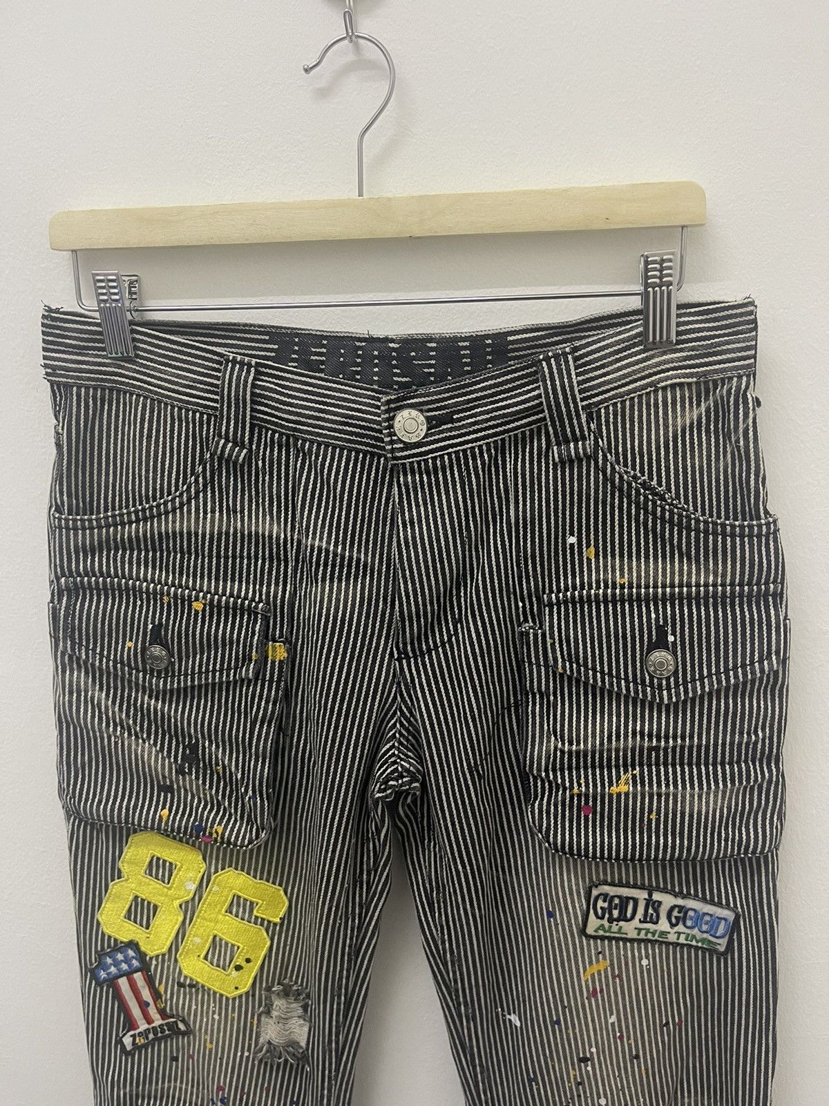 Japanese Brand ZERO SAIL Paint Splatter Hickory Striped Bush Pant Size US 30 / EU 46 - 5 Thumbnail