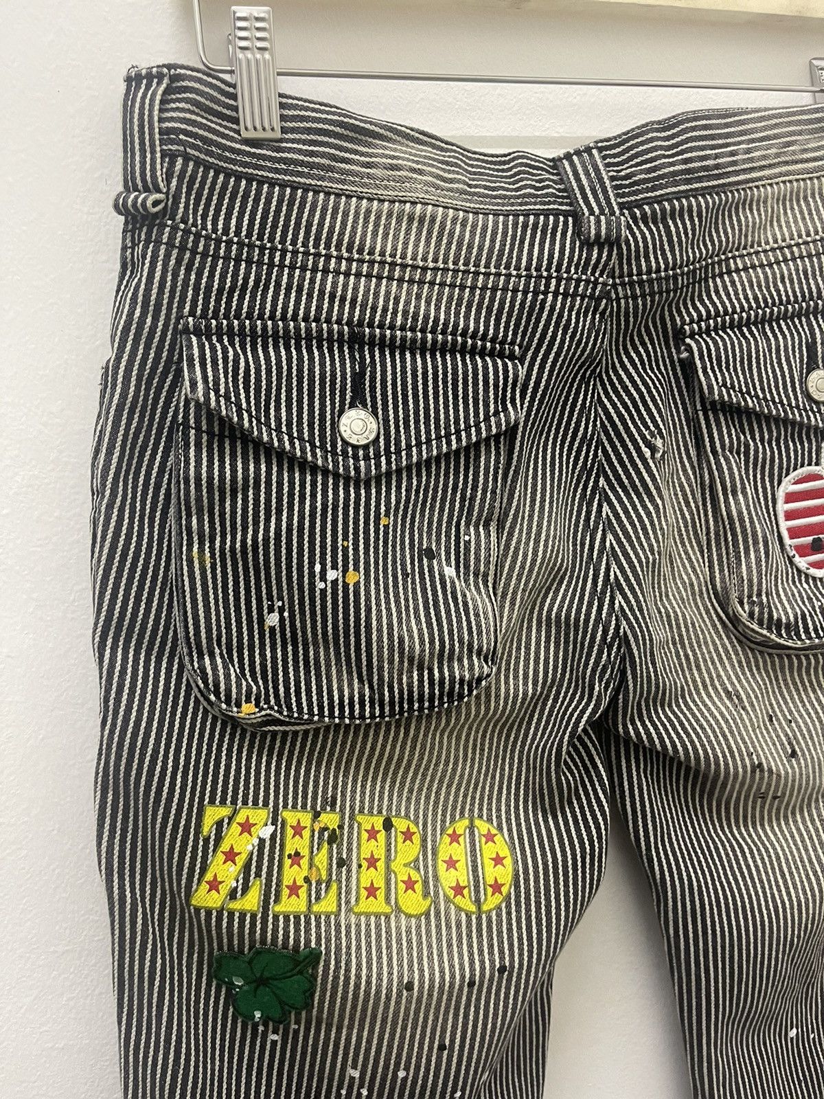 Japanese Brand ZERO SAIL Paint Splatter Hickory Striped Bush Pant Size US 30 / EU 46 - 13 Thumbnail