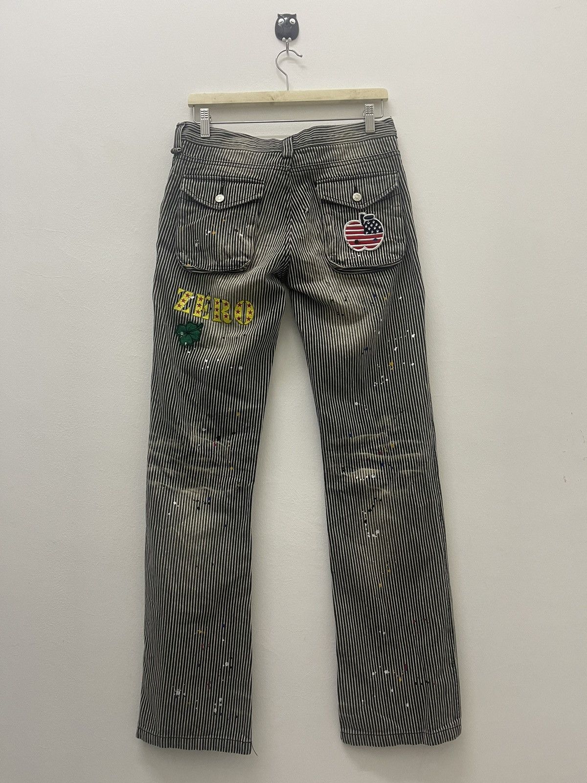 Japanese Brand ZERO SAIL Paint Splatter Hickory Striped Bush Pant Size US 30 / EU 46 - 8 Thumbnail