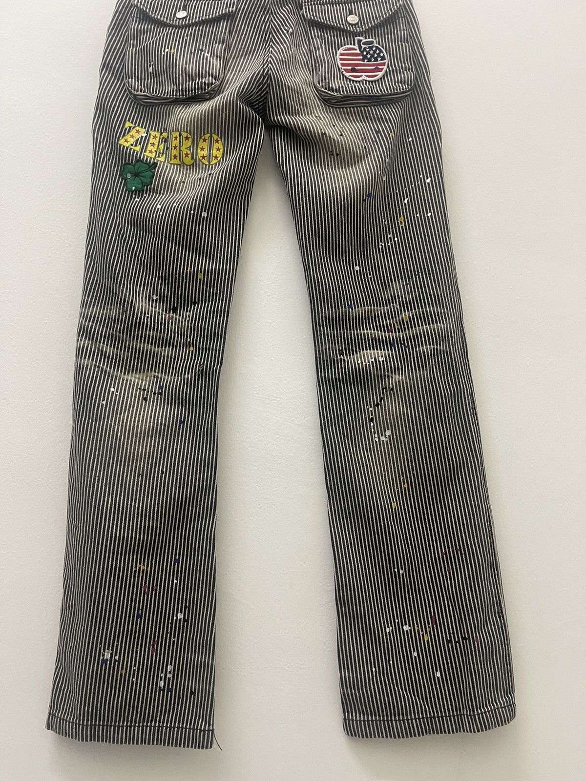Japanese Brand ZERO SAIL Paint Splatter Hickory Striped Bush Pant Size US 30 / EU 46 - 9 Thumbnail