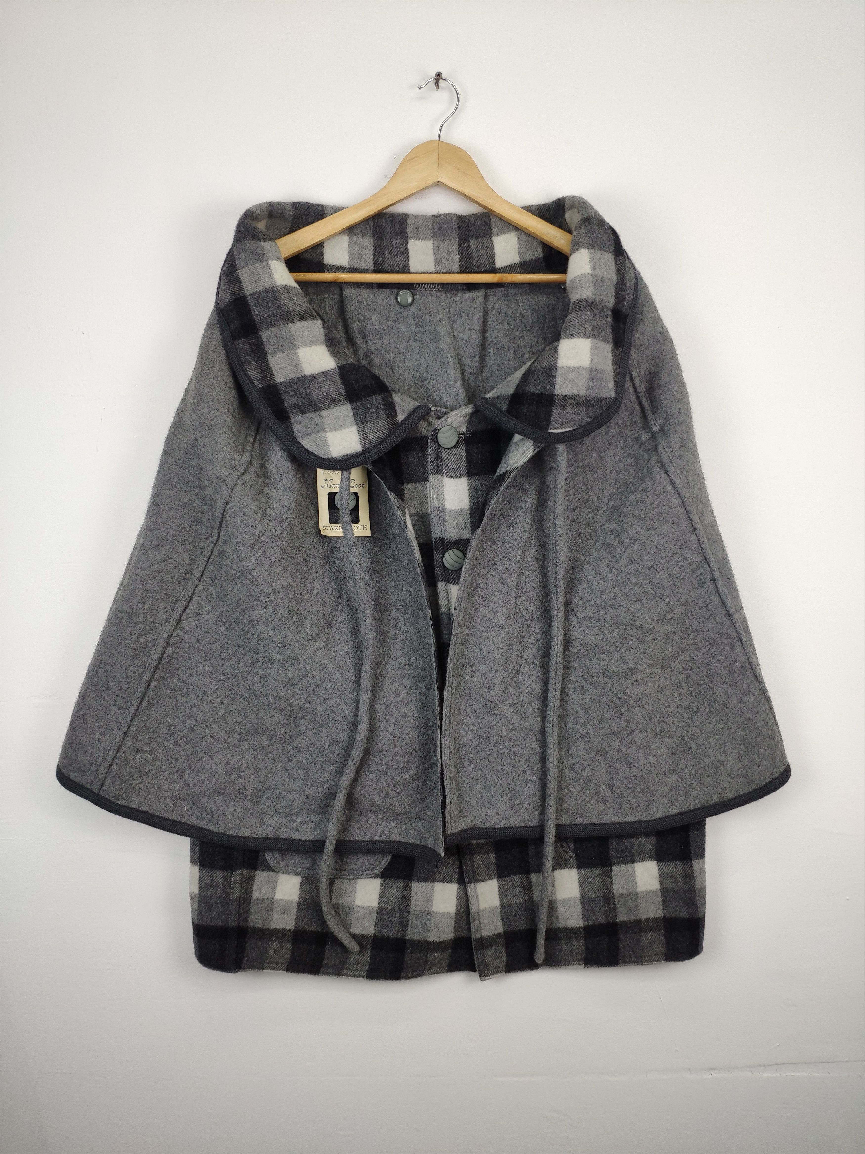 Japanese Brand Rare Design Wool Cardigan Reversible Poncho Style Size L / US 10 / IT 46 - 6 Thumbnail