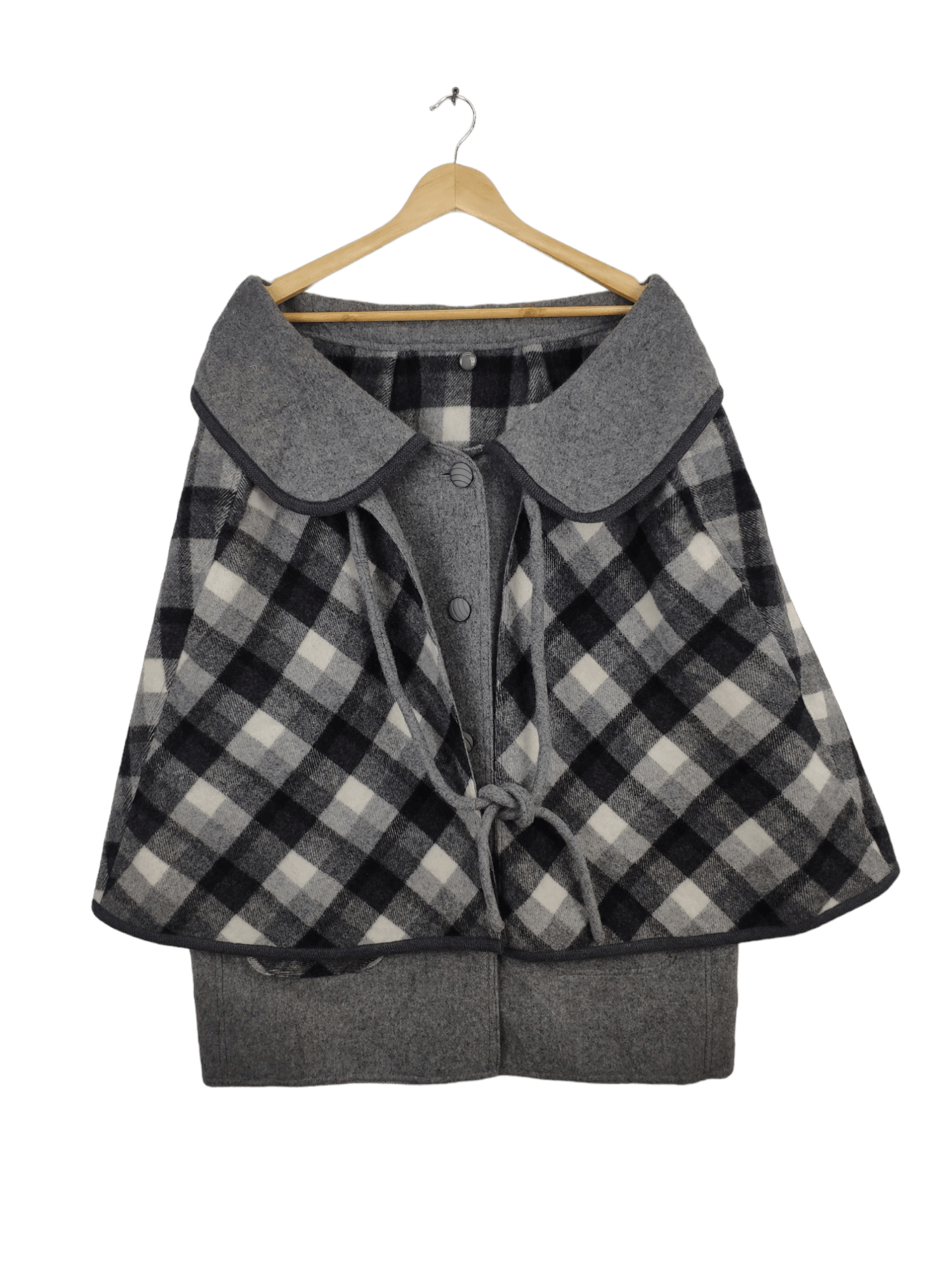 Japanese Brand Rare Design Wool Cardigan Reversible Poncho Style Size L / US 10 / IT 46 - 1 Thumbnail