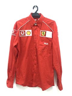 Fila Scuderia Ferrari F1 Official T-Shirt Vodafone Shell Made in Italy Men  sz L