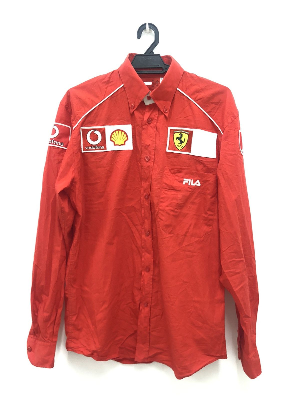 Image of Ferrari X O Vodafone Formula One Racing Shirt in Red, Men's (Size Small)