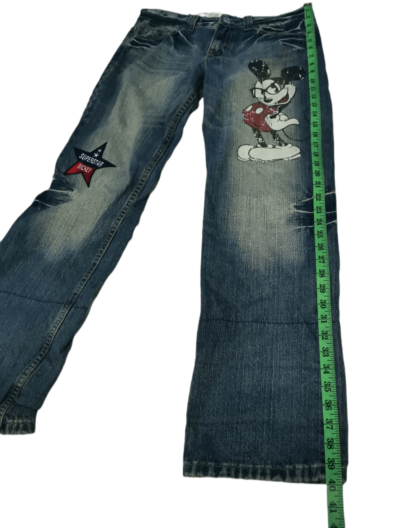 Disney Mickey Disney Denim Pants Rare Paint Distressed Size US 31 - 4 Thumbnail