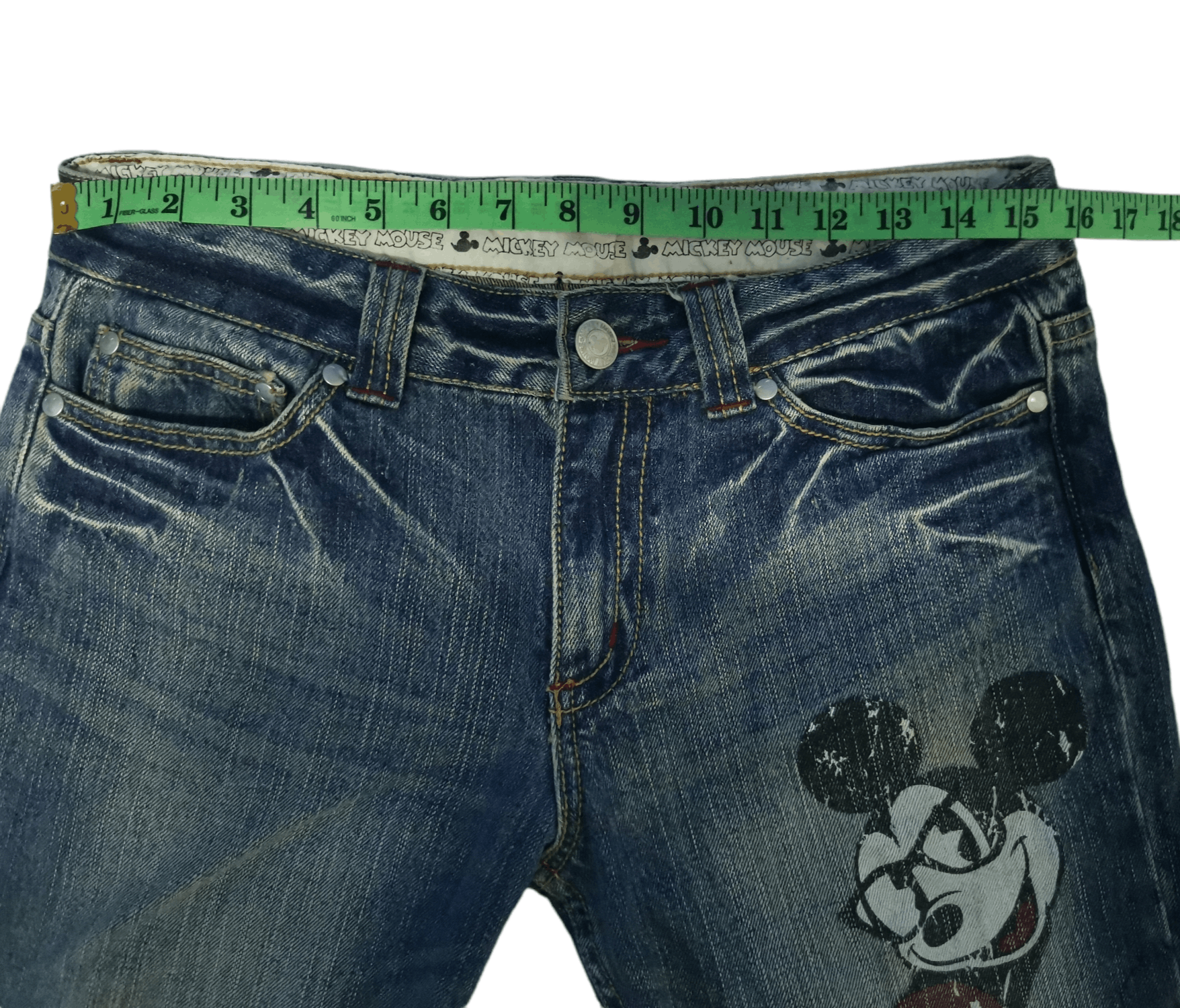 Disney Mickey Disney Denim Pants Rare Paint Distressed Size US 31 - 9 Thumbnail
