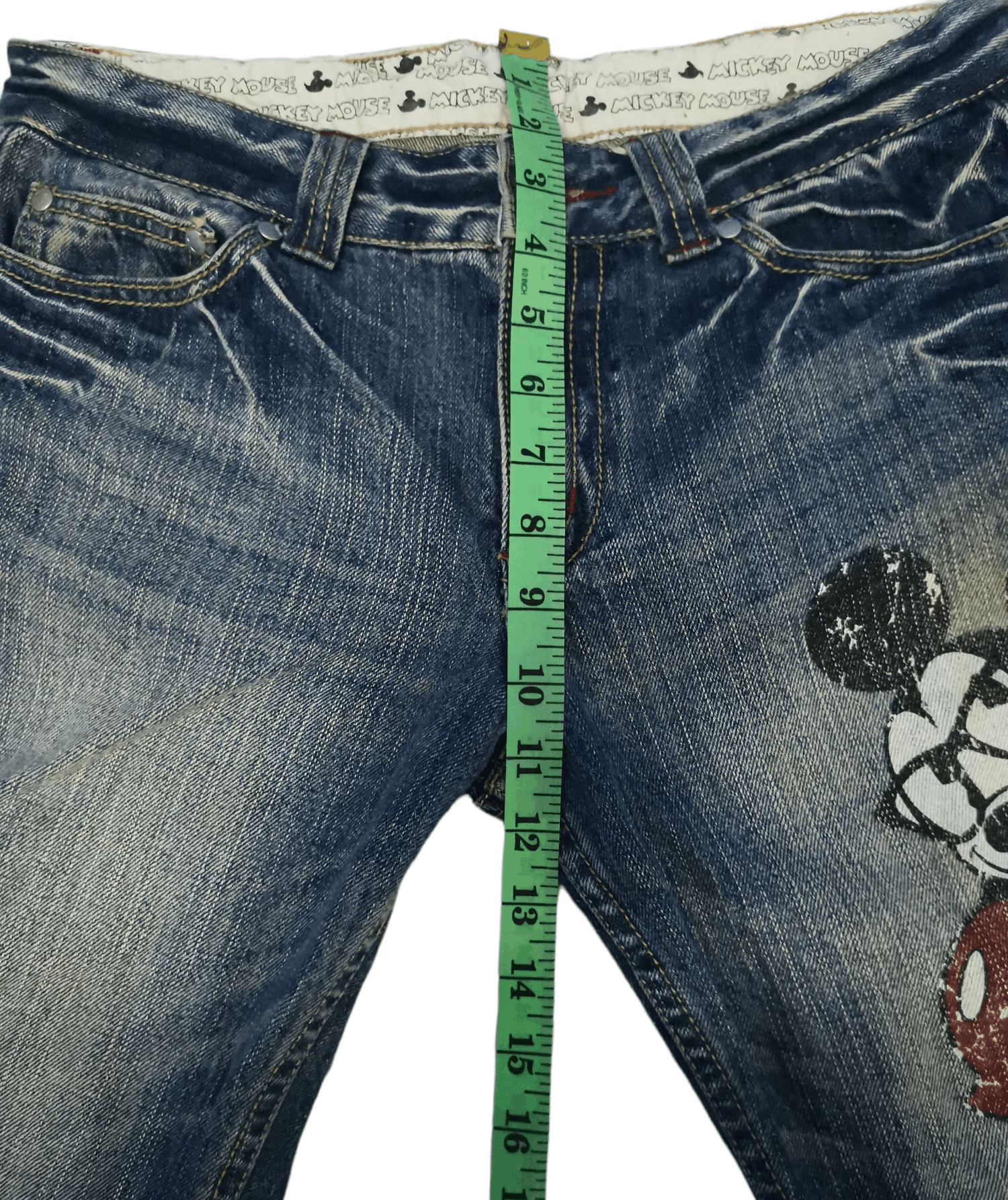 Disney Mickey Disney Denim Pants Rare Paint Distressed Size US 31 - 8 Thumbnail