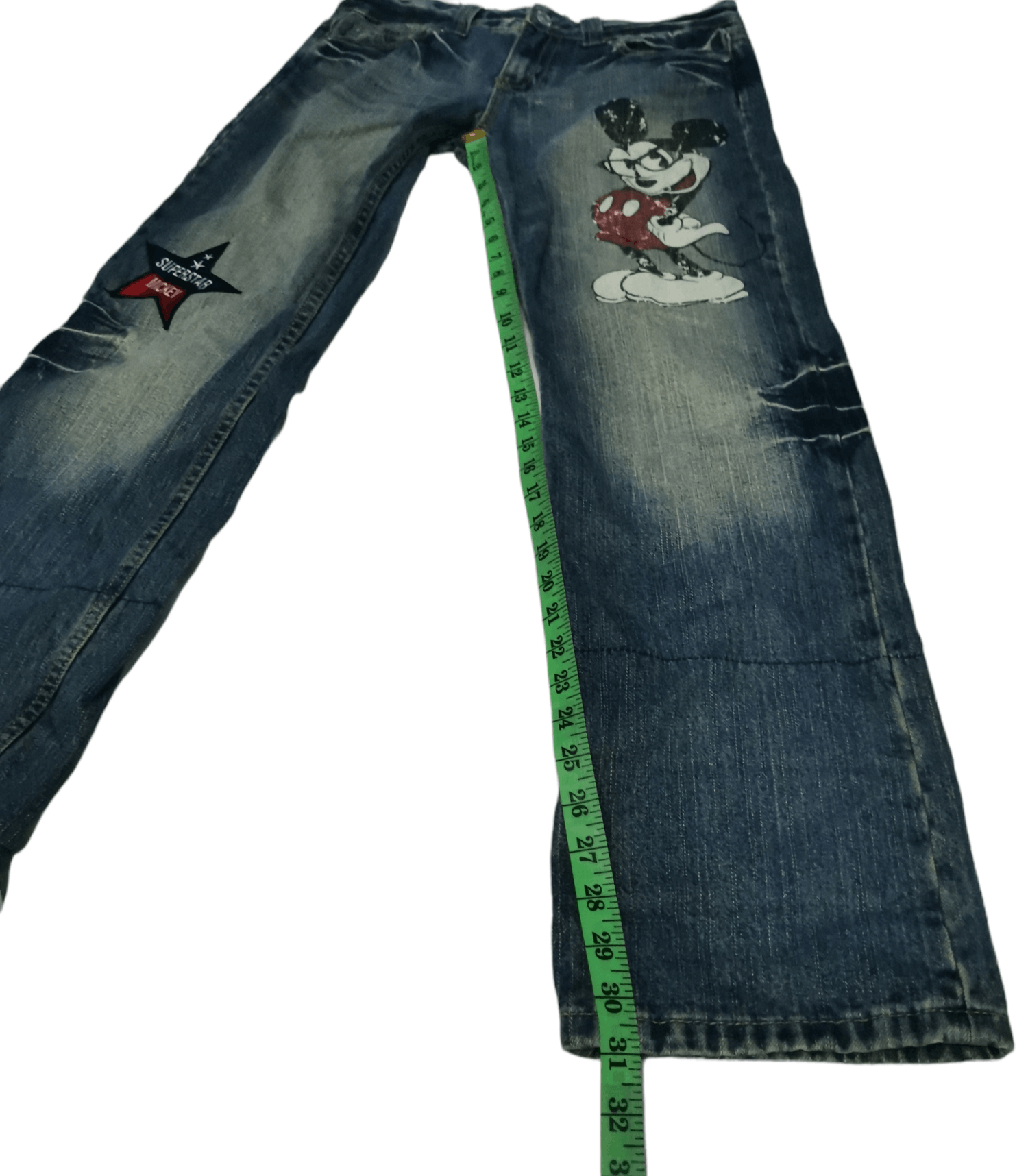 Disney Mickey Disney Denim Pants Rare Paint Distressed Size US 31 - 6 Thumbnail