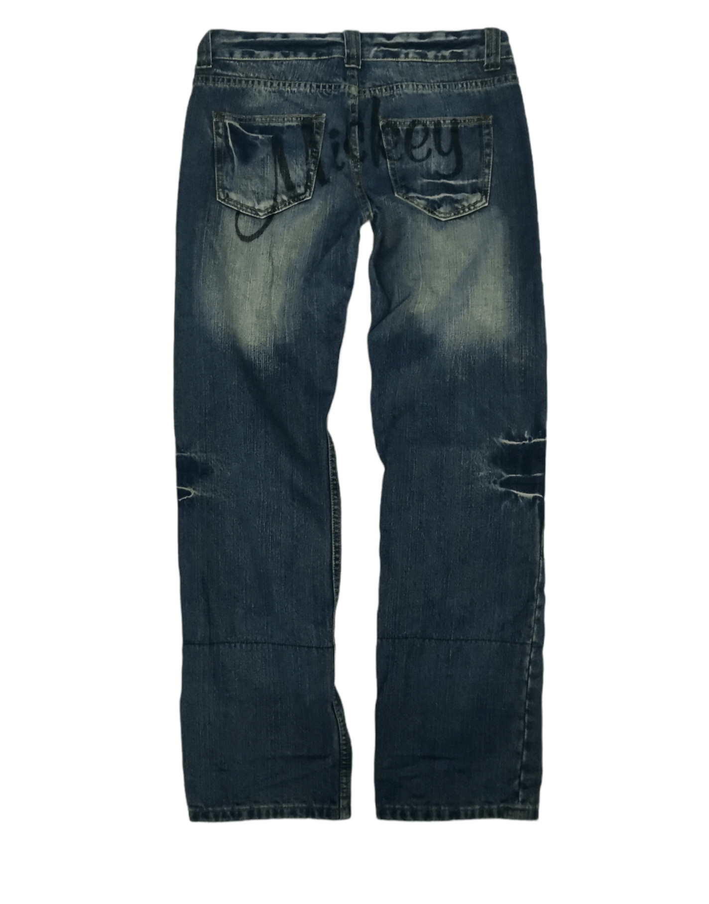 Disney Mickey Disney Denim Pants Rare Paint Distressed Size US 31 - 2 Thumbnail