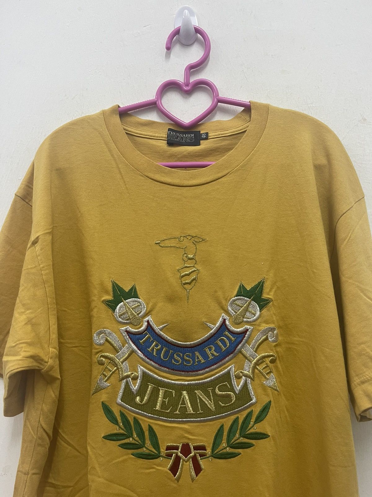 Trussardi Rare Vintage TRUSSARDI Spell Out Big Logo Gold Sewn Shirt Size US M / EU 48-50 / 2 - 2 Thumbnail