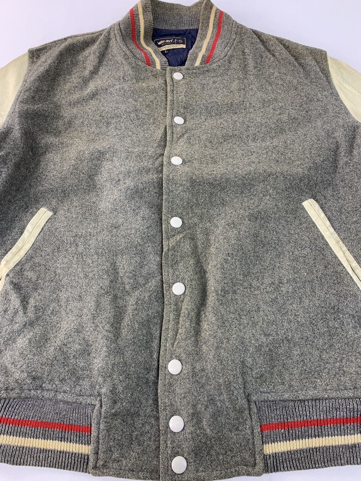 Vintage 80s Rare Way-Out But Classic Varsity Jacket Leather Sleeve Size US L / EU 52-54 / 3 - 2 Thumbnail
