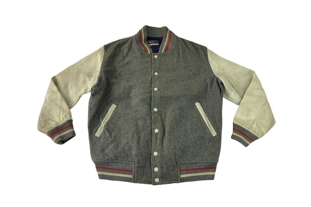 Vintage 80s Rare Way-Out But Classic Varsity Jacket Leather Sleeve Size US L / EU 52-54 / 3 - 1 Thumbnail