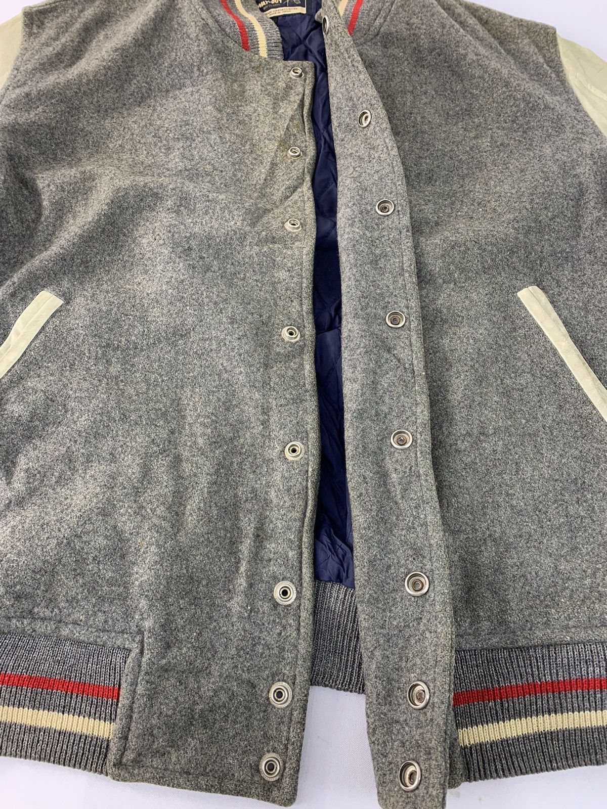 Vintage 80s Rare Way-Out But Classic Varsity Jacket Leather Sleeve Size US L / EU 52-54 / 3 - 3 Thumbnail