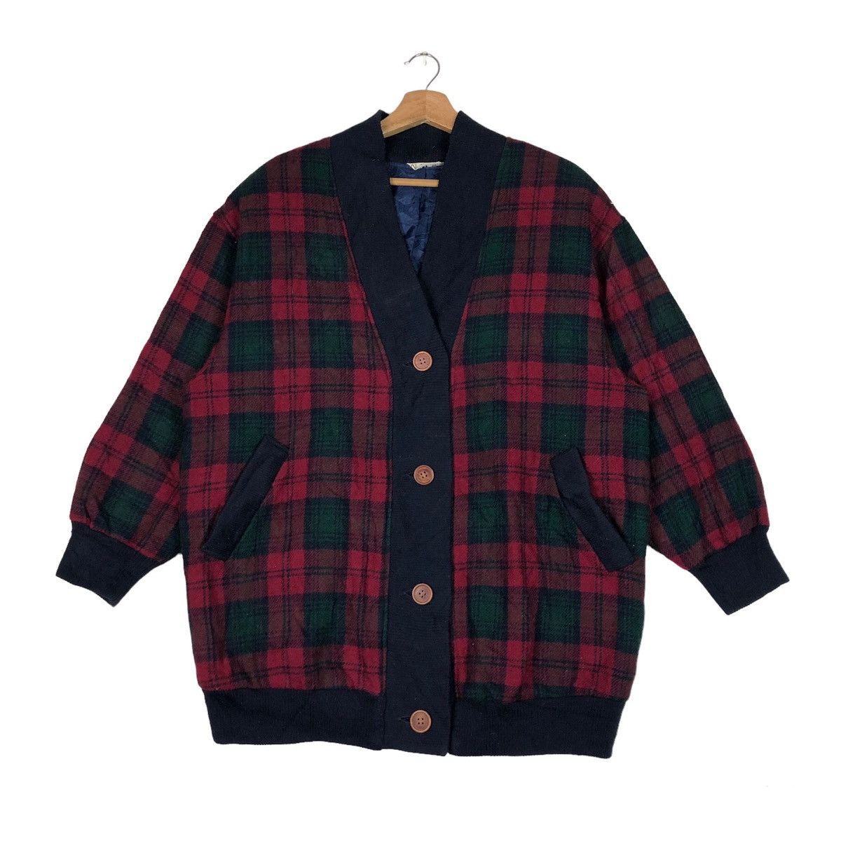 Japanese Brand Vintage Japanese Natuhara Tartan Wool Cardigan Size M / US 6-8 / IT 42-44 - 2 Thumbnail