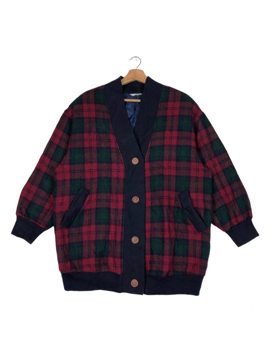 Japanese Brand Vintage Japanese Natuhara Tartan Wool Cardigan Size M / US 6-8 / IT 42-44 - 1 Thumbnail