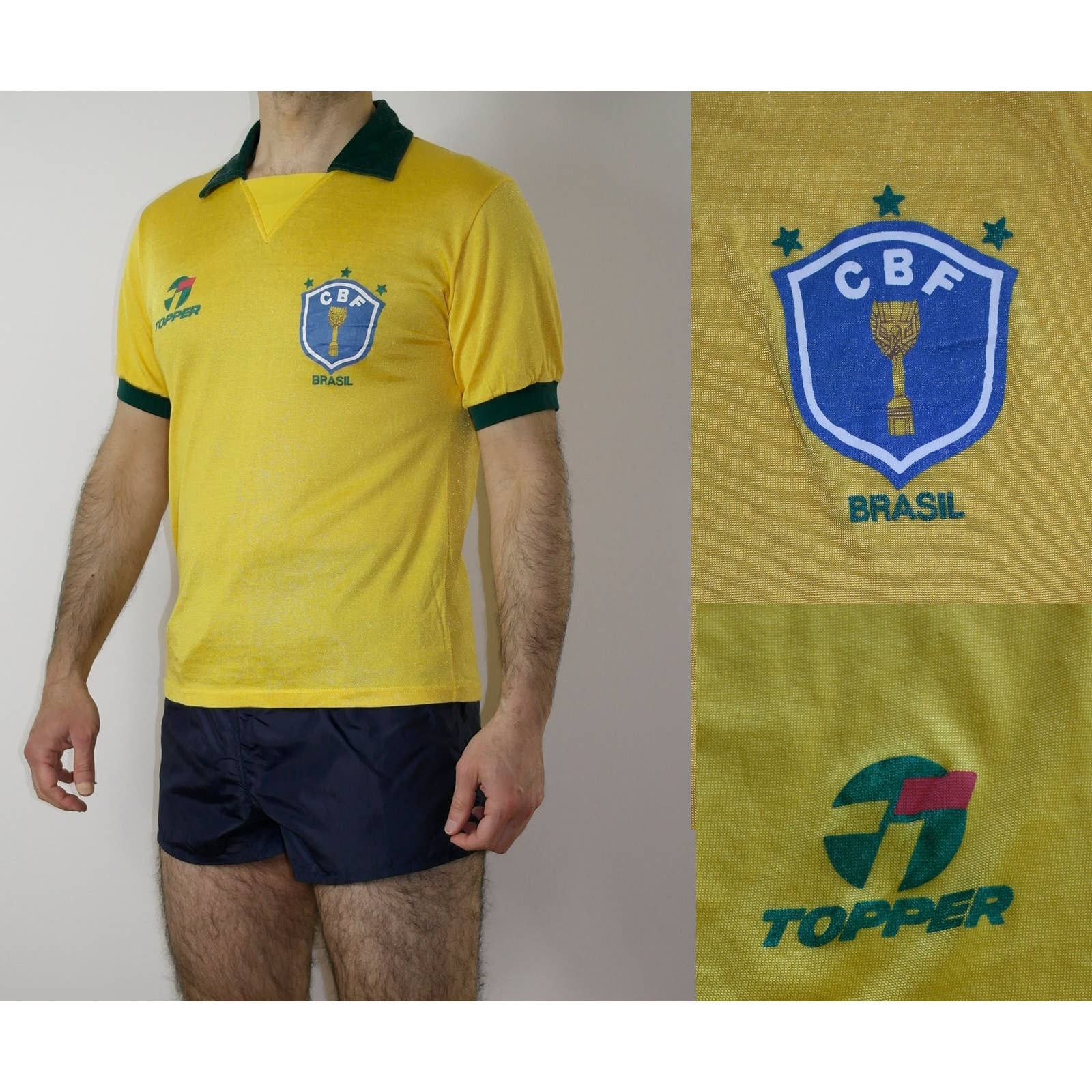 Vintage 80s Brazil Brasil #10 Home Football shops Soccer Shirt Soccer Jersey