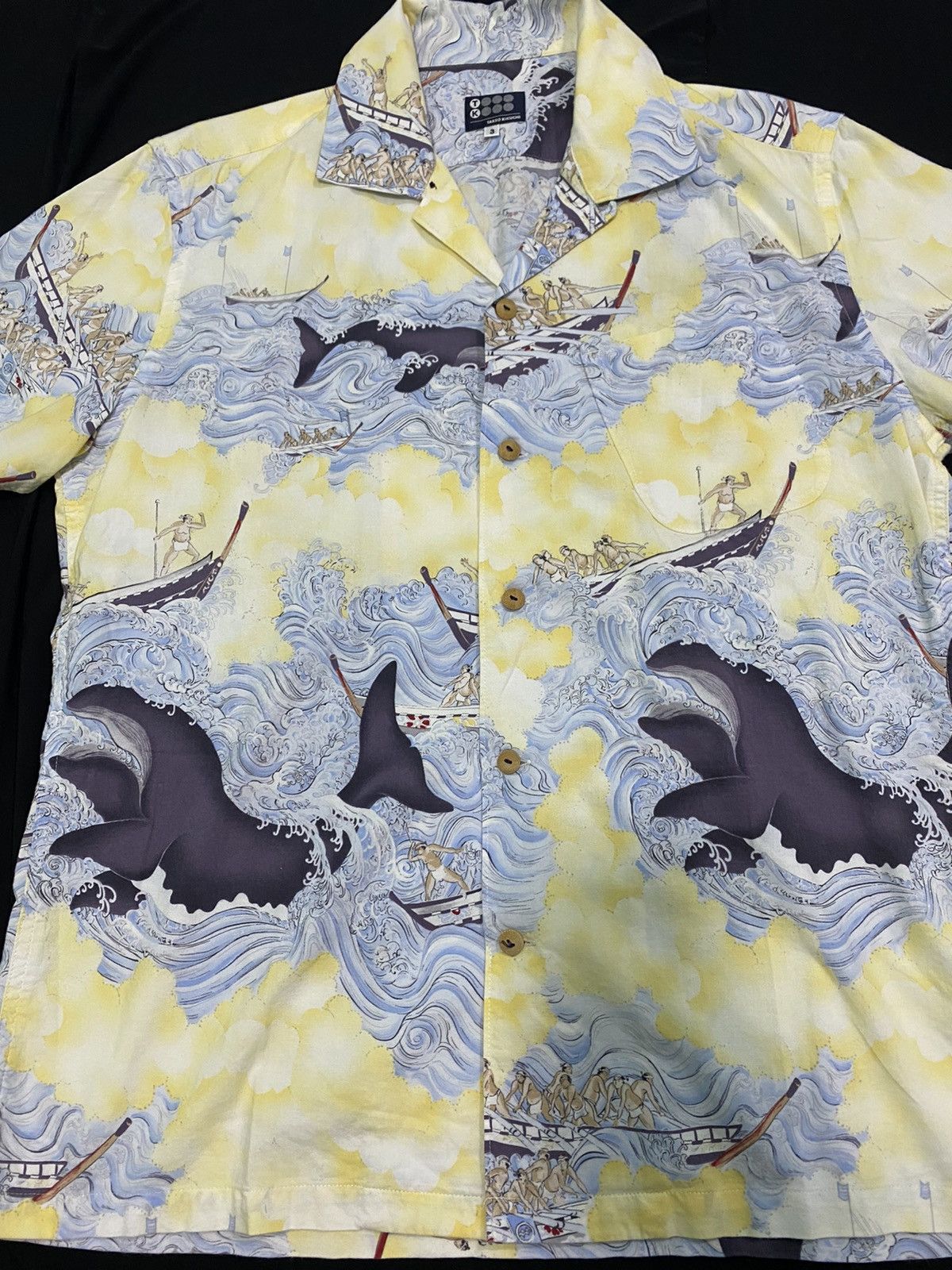 Takeo Kikuchi Vtg SUMO dragon boat Hawaiian rayon Size US L / EU 52-54 / 3 - 2 Thumbnail