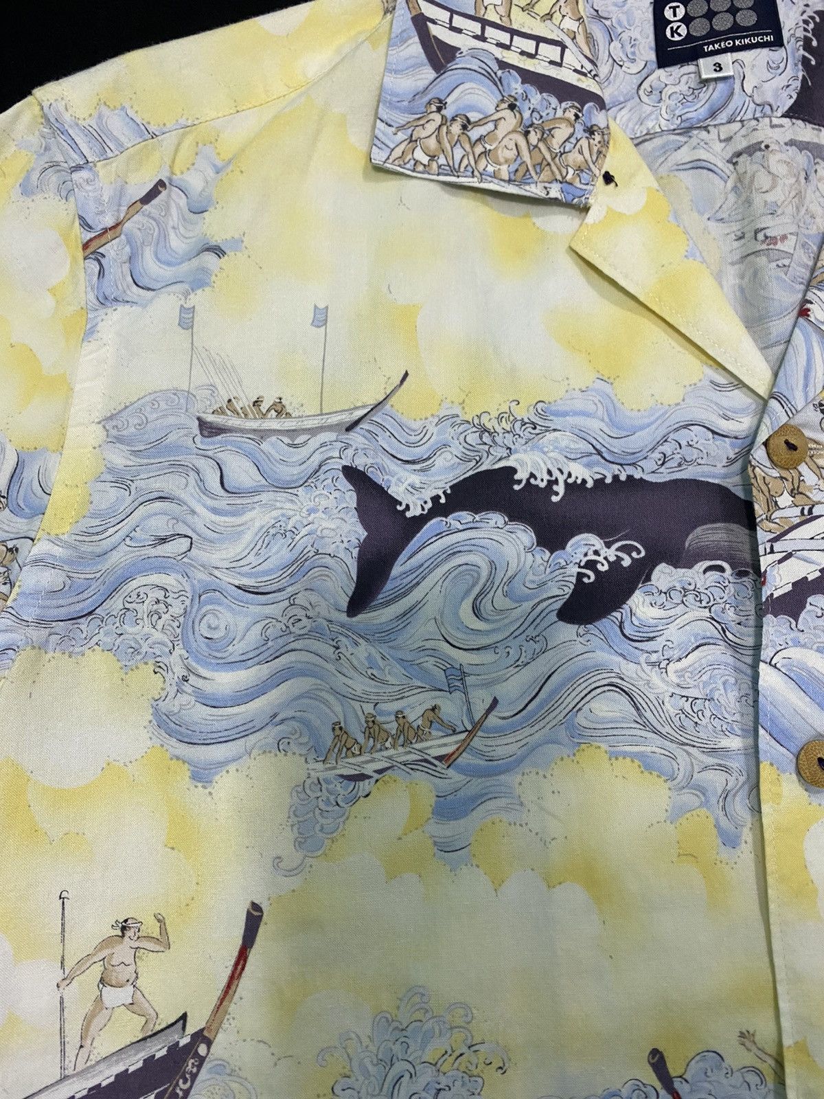 Takeo Kikuchi Vtg SUMO dragon boat Hawaiian rayon Size US L / EU 52-54 / 3 - 5 Thumbnail