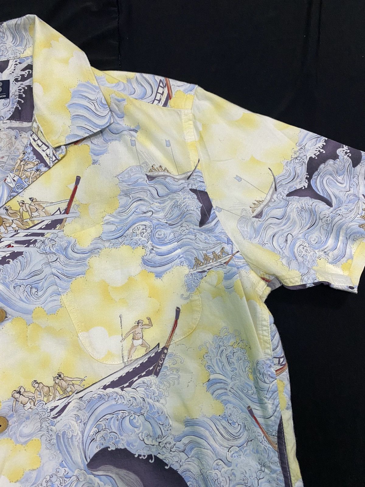 Takeo Kikuchi Vtg SUMO dragon boat Hawaiian rayon Size US L / EU 52-54 / 3 - 7 Thumbnail