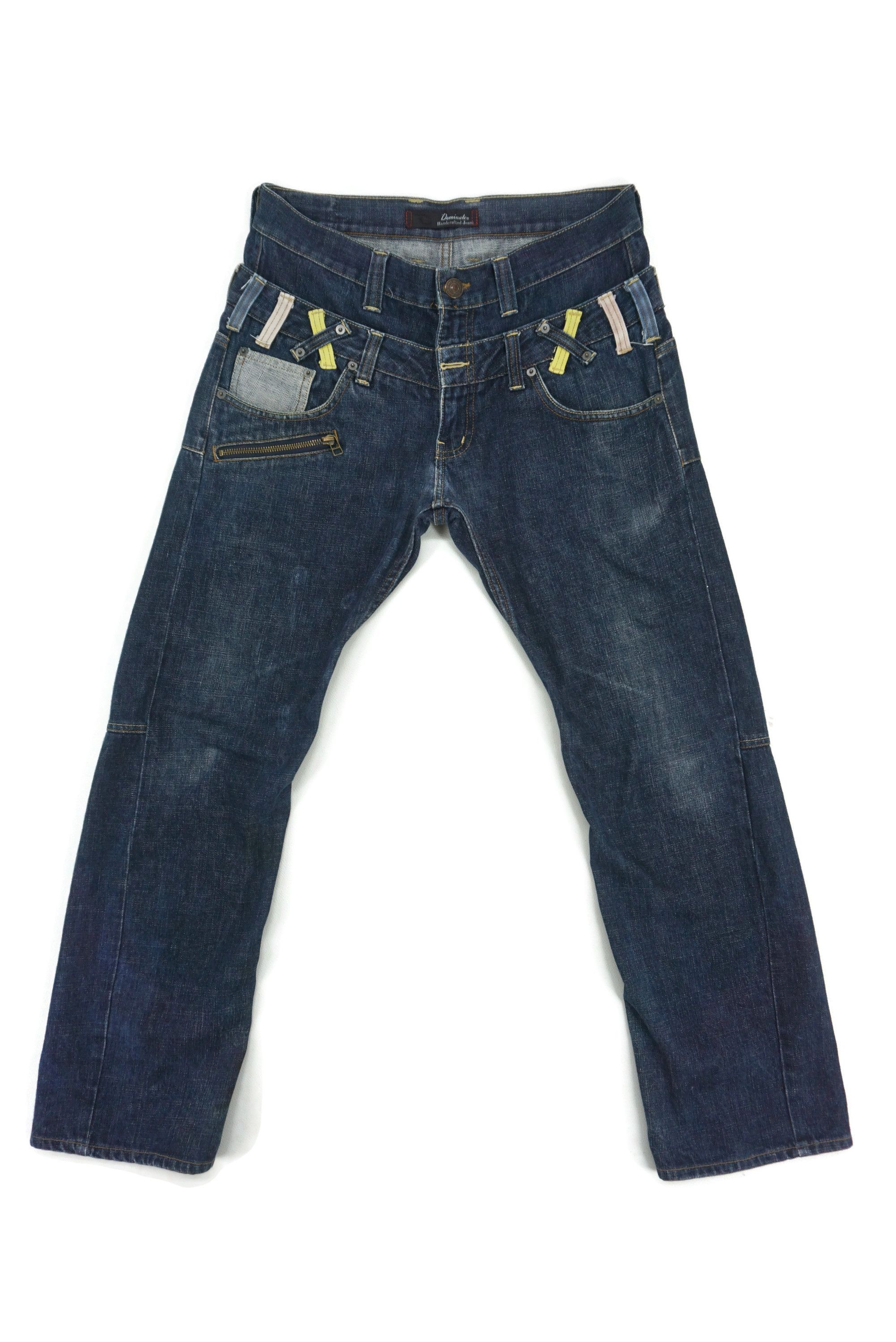 image of Rockers Low Rise Double Waist Jeans Dominate Punk Rock Multi Zipper in Blue, Men's (Size 31)