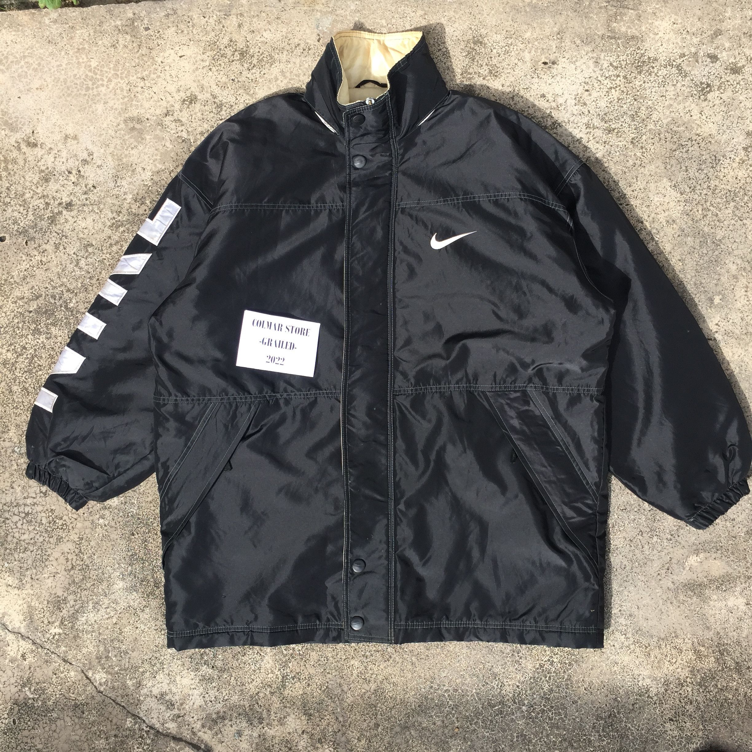 Nike Vintage NIKE Black Spell Out Oversized Jacket Size US XXL / EU 58 / 5 - 22 Thumbnail