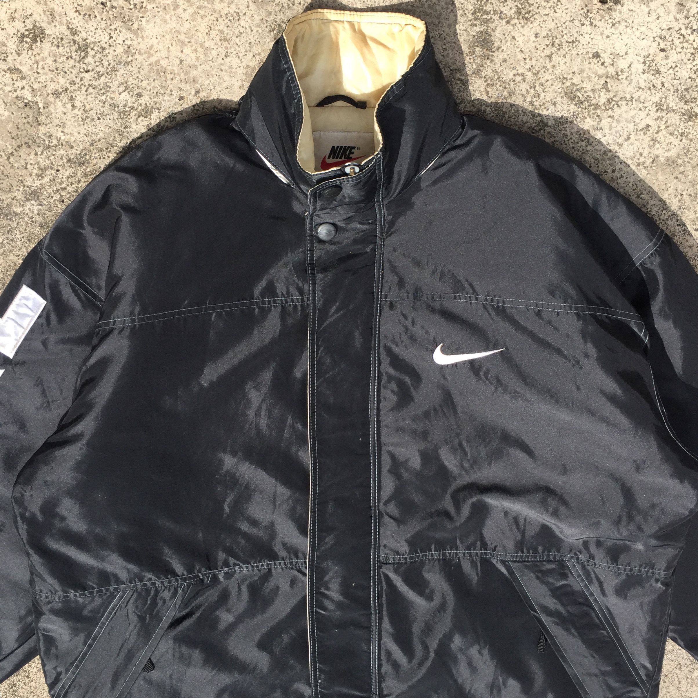 Nike Vintage NIKE Black Spell Out Oversized Jacket Size US XXL / EU 58 / 5 - 3 Thumbnail