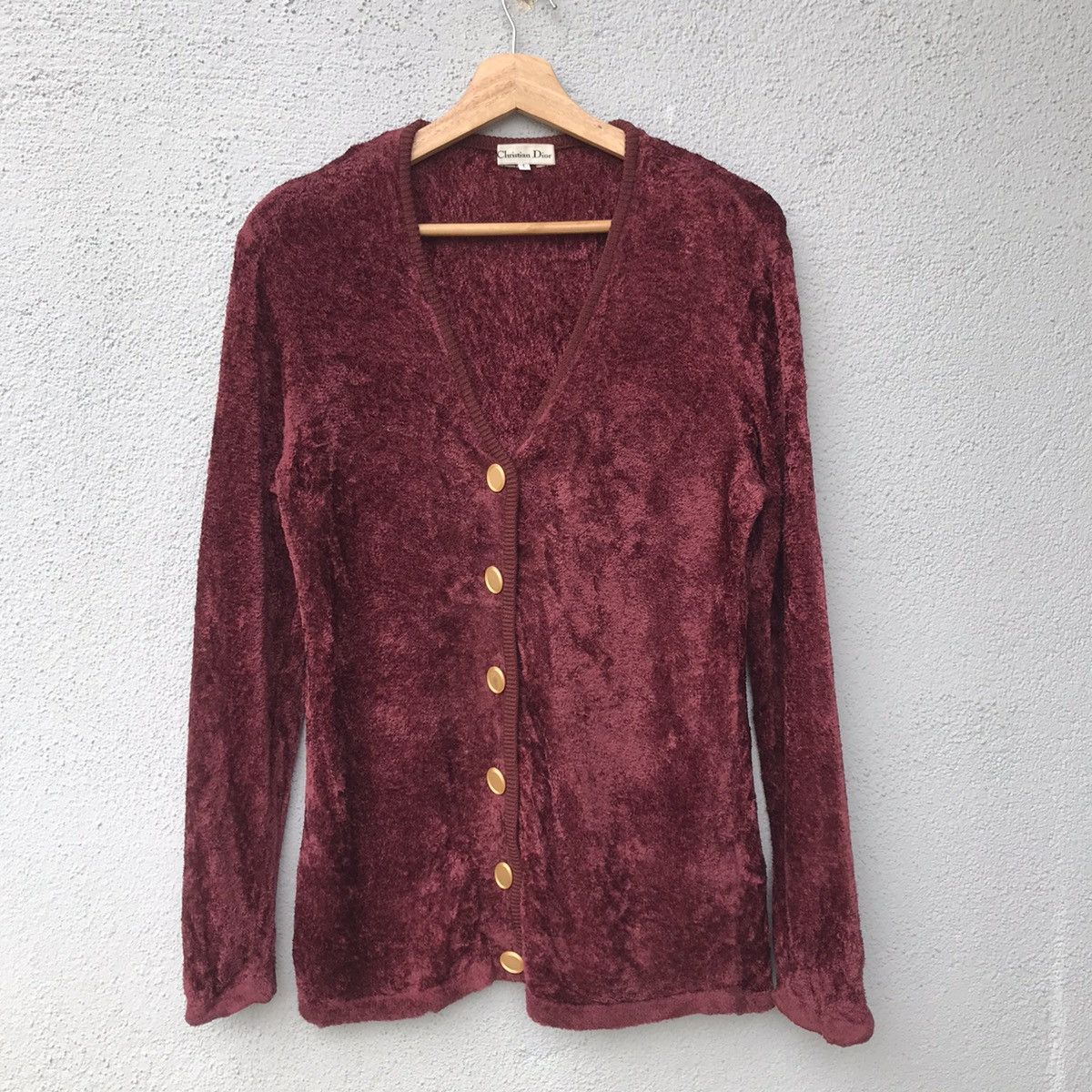 Christian Dior Monsieur Vintage Christian Dior Knit Fleece Velvet Cardigan Sweater Size US M / EU 48-50 / 2 - 1 Thumbnail