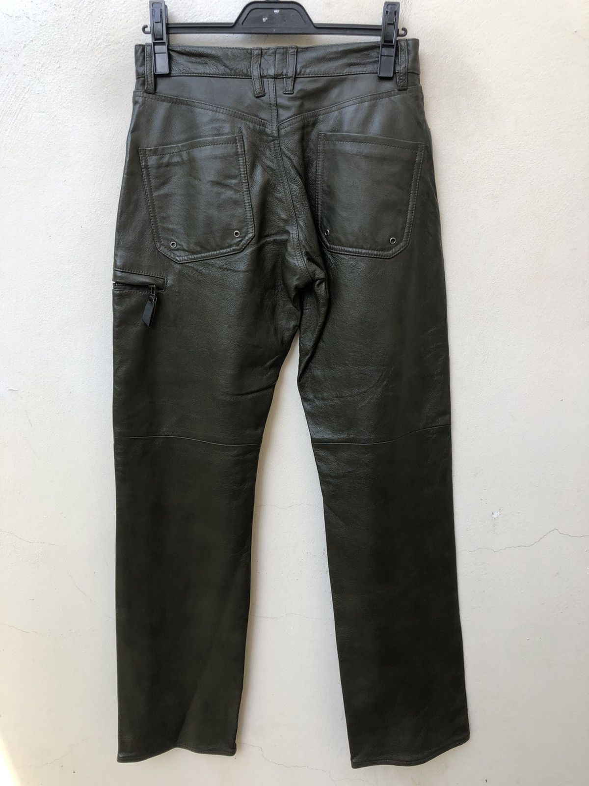 Leather PPFM Dark Green Leather Pant Size US 29 - 13 Thumbnail