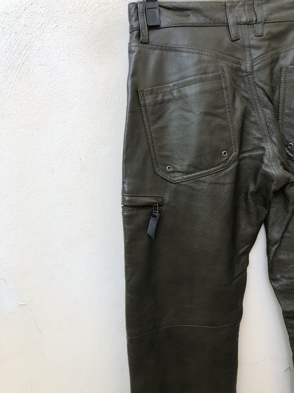 Leather PPFM Dark Green Leather Pant Size US 29 - 15 Thumbnail