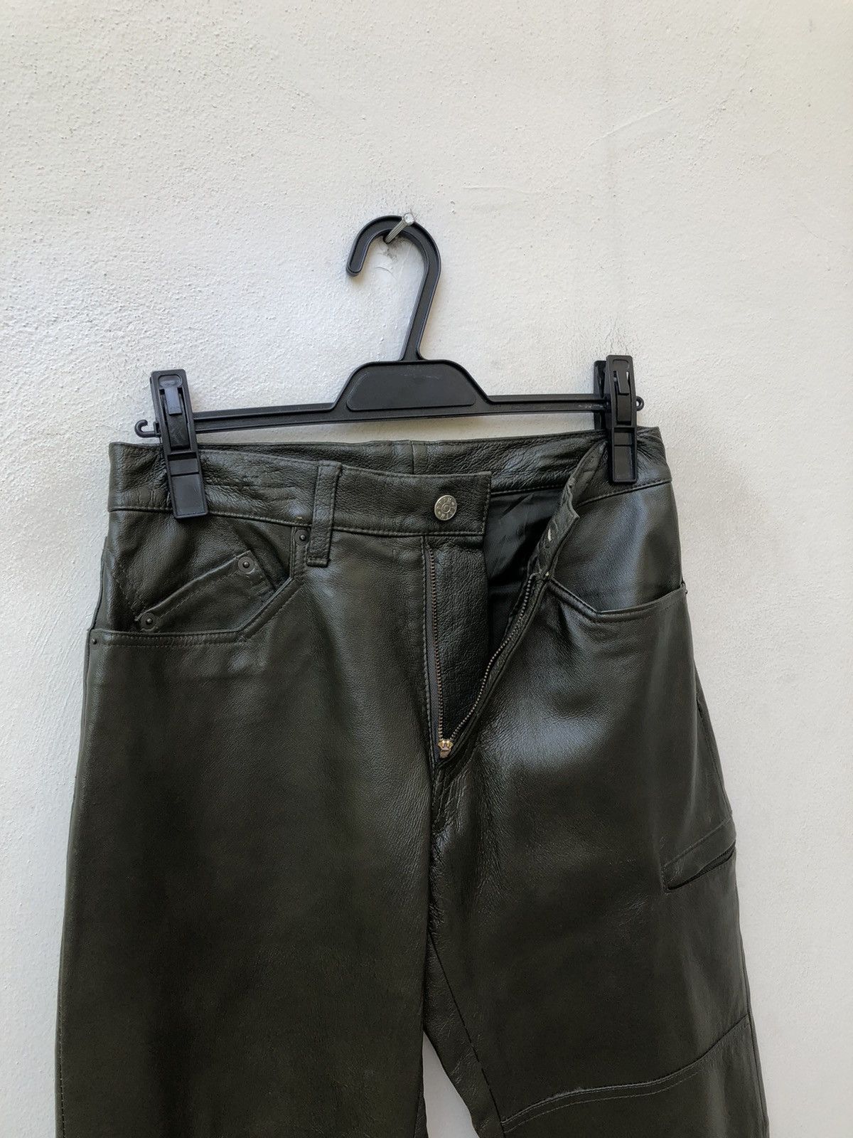 Leather PPFM Dark Green Leather Pant Size US 29 - 9 Thumbnail
