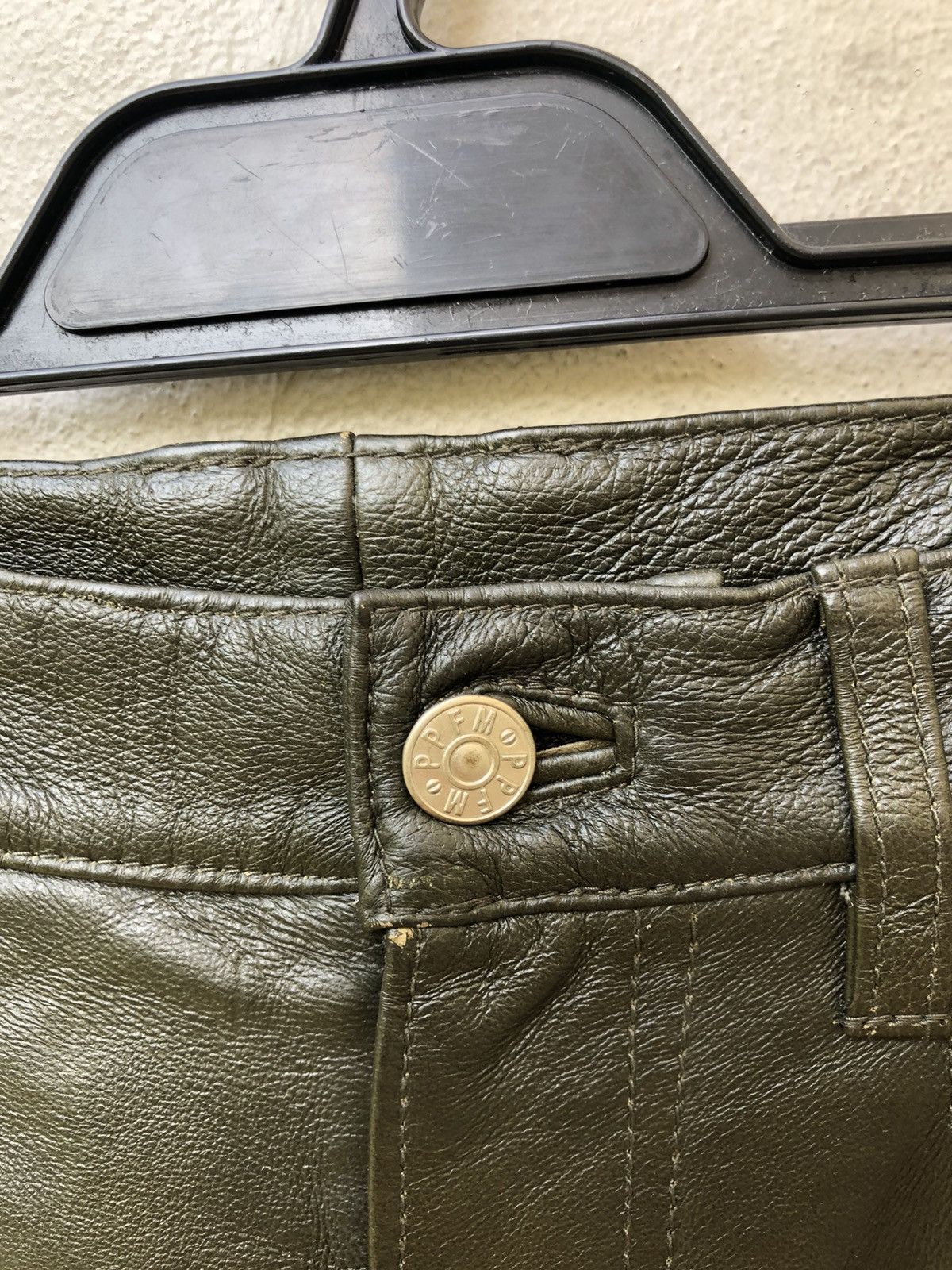 Leather PPFM Dark Green Leather Pant Size US 29 - 8 Thumbnail