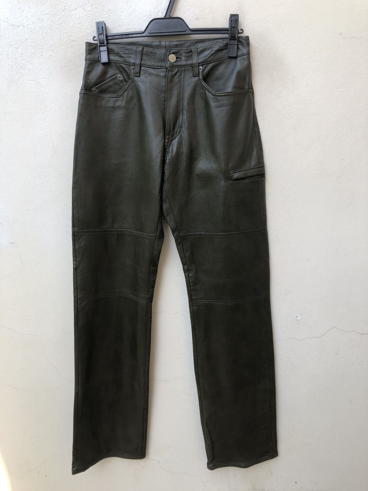 Leather PPFM Dark Green Leather Pant Size US 29 - 6 Thumbnail