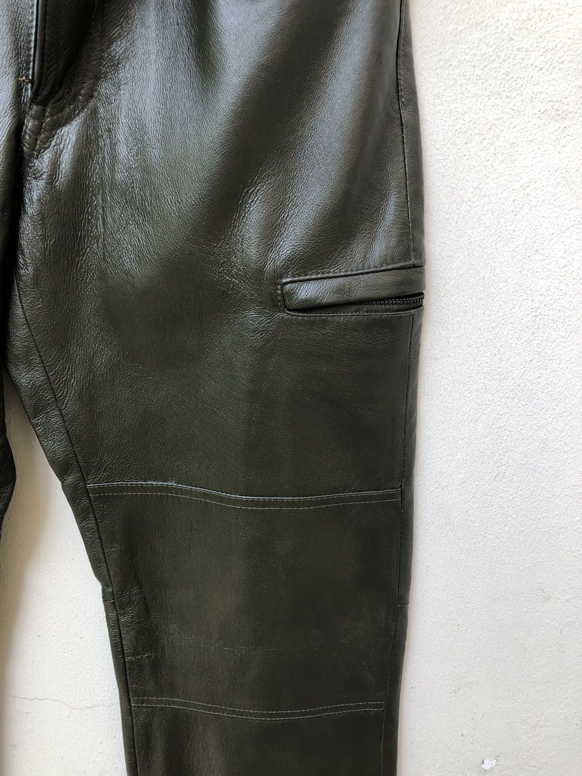 Leather PPFM Dark Green Leather Pant Size US 29 - 10 Thumbnail