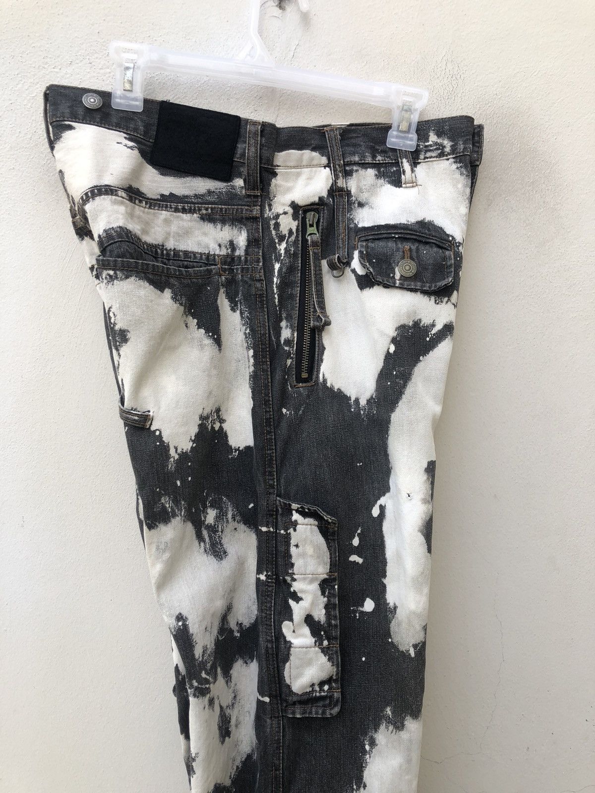 Vintage PPFM Drawstring Hem Multi Pocket Bleached Cargo Denim Pant Size US 32 / EU 48 - 24 Thumbnail