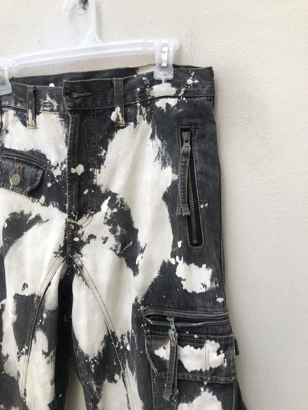 Vintage PPFM Drawstring Hem Multi Pocket Bleached Cargo Denim Pant Size US 32 / EU 48 - 7 Thumbnail