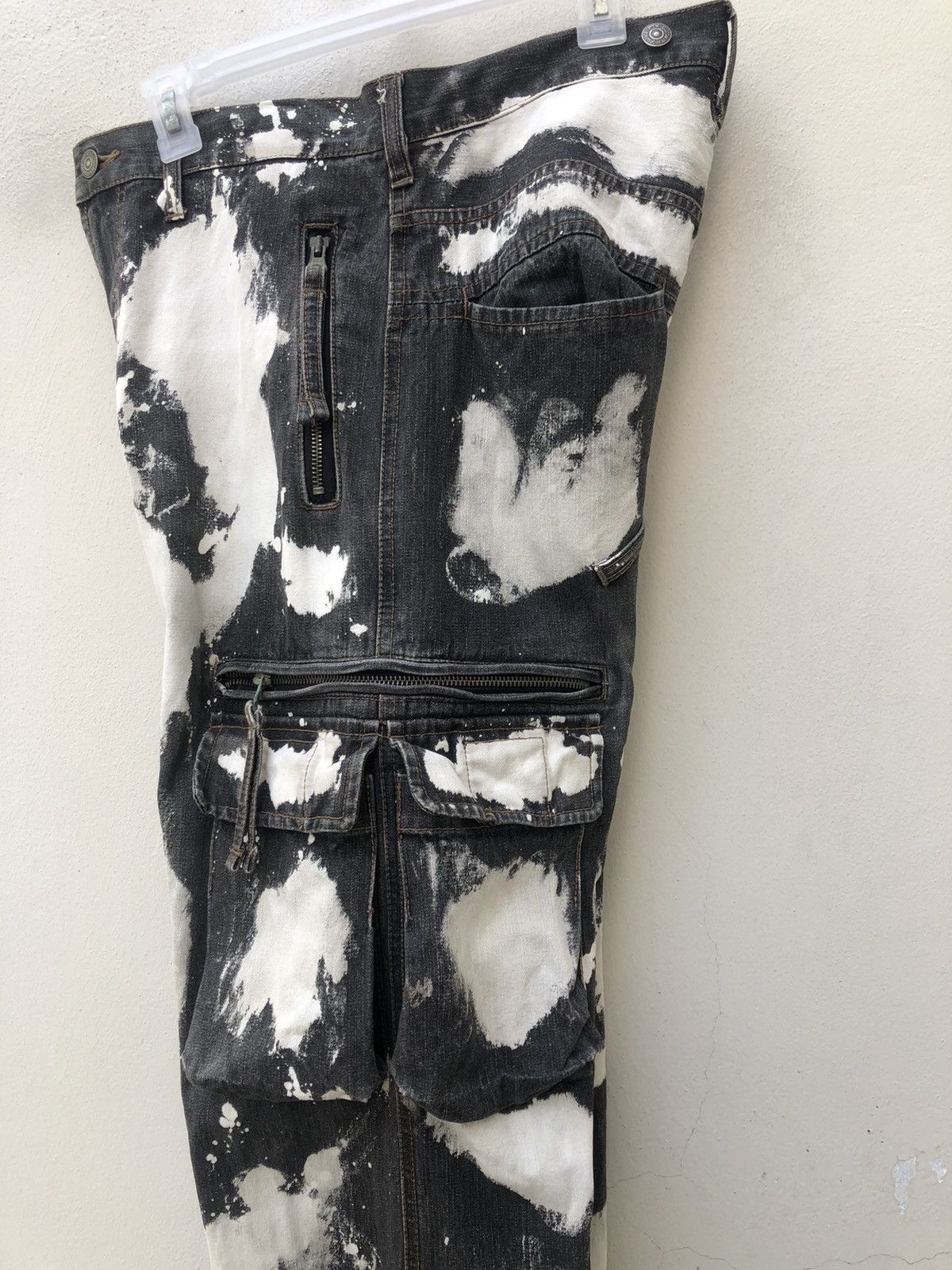Vintage PPFM Drawstring Hem Multi Pocket Bleached Cargo Denim Pant Size US 32 / EU 48 - 22 Thumbnail
