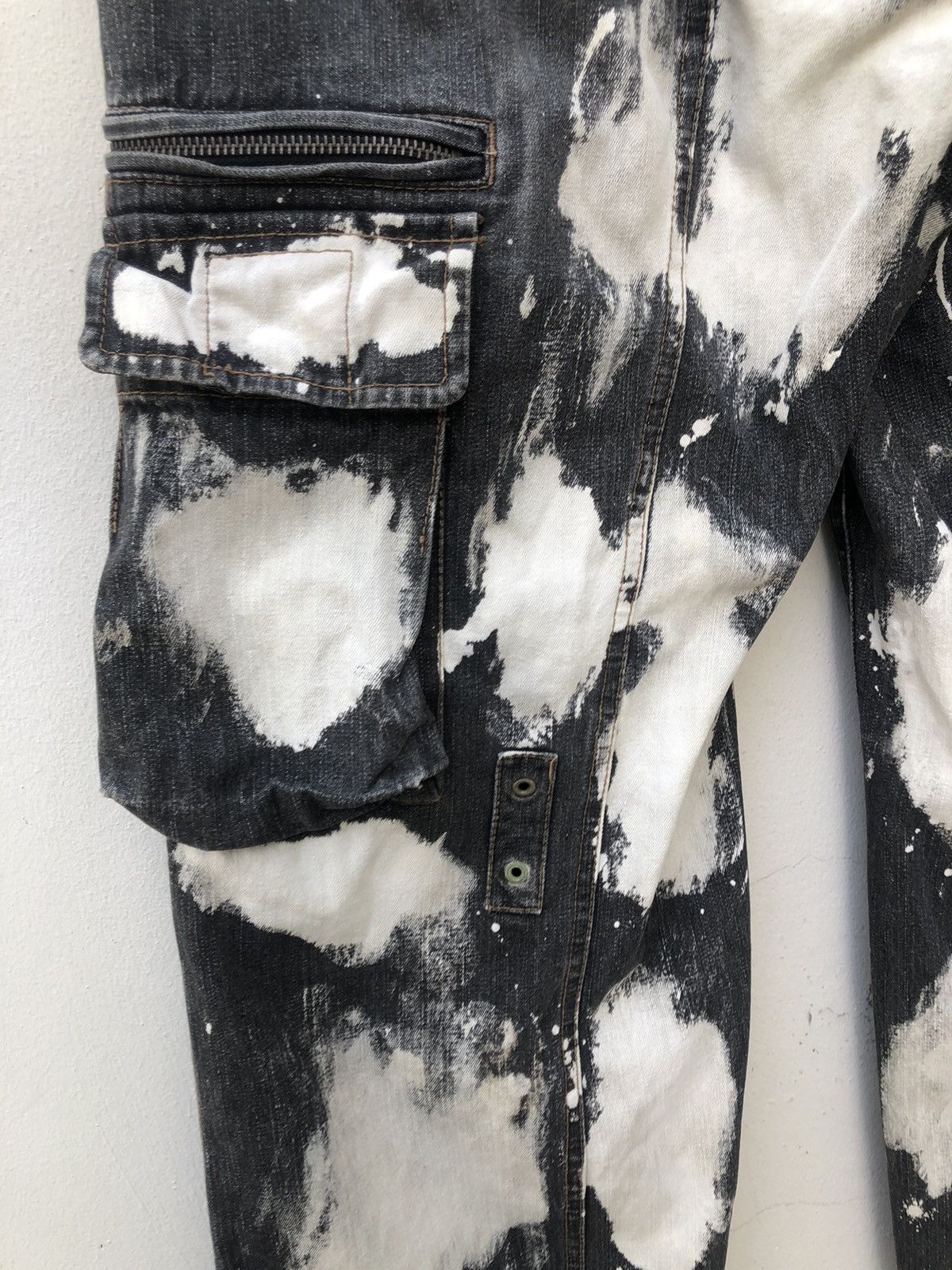 Vintage PPFM Drawstring Hem Multi Pocket Bleached Cargo Denim Pant Size US 32 / EU 48 - 14 Thumbnail