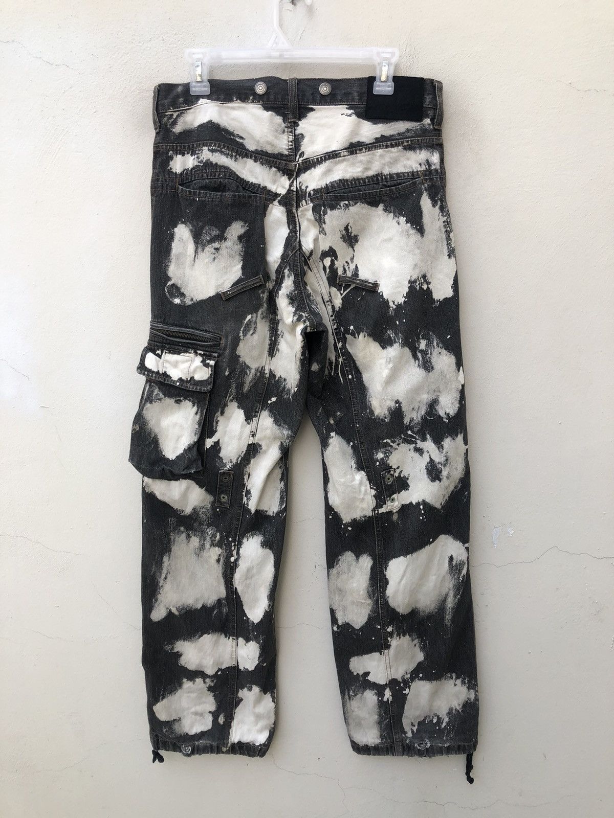 Vintage PPFM Drawstring Hem Multi Pocket Bleached Cargo Denim Pant Size US 32 / EU 48 - 11 Thumbnail