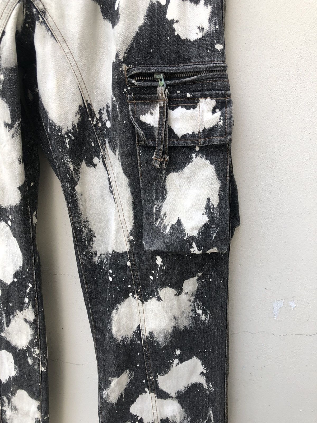 Vintage PPFM Drawstring Hem Multi Pocket Bleached Cargo Denim Pant Size US 32 / EU 48 - 8 Thumbnail