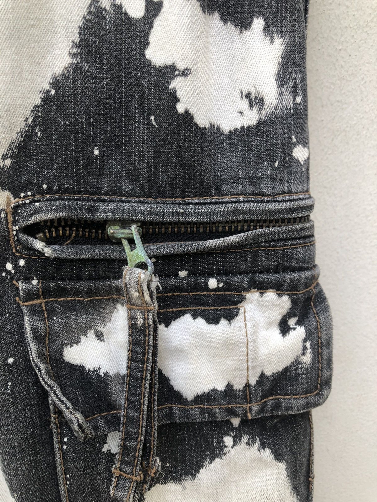 Vintage PPFM Drawstring Hem Multi Pocket Bleached Cargo Denim Pant Size US 32 / EU 48 - 9 Thumbnail