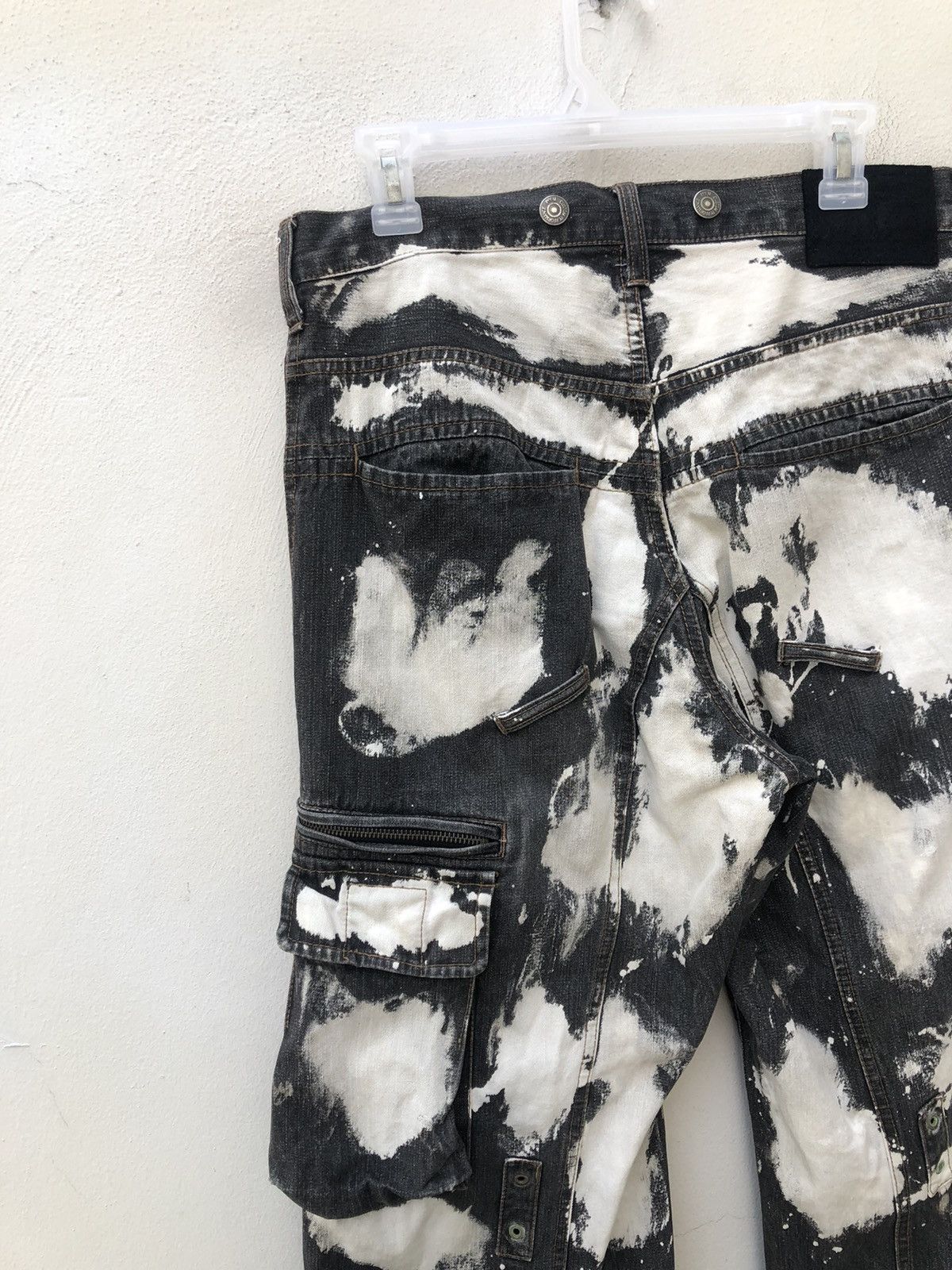 Vintage PPFM Drawstring Hem Multi Pocket Bleached Cargo Denim Pant Size US 32 / EU 48 - 13 Thumbnail