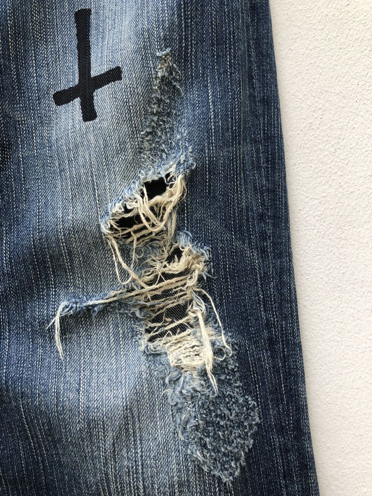 Le Grande Bleu (L.G.B.) L.G.B. Wolf Honour Rips Patchwork Stretch Denim Jeans Size US 31 - 19 Thumbnail