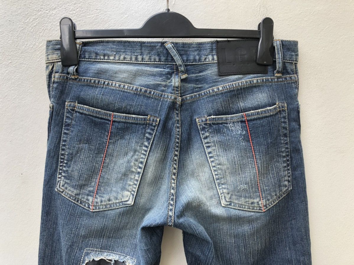 Le Grande Bleu (L.G.B.) L.G.B. Wolf Honour Rips Patchwork Stretch Denim Jeans Size US 31 - 22 Thumbnail