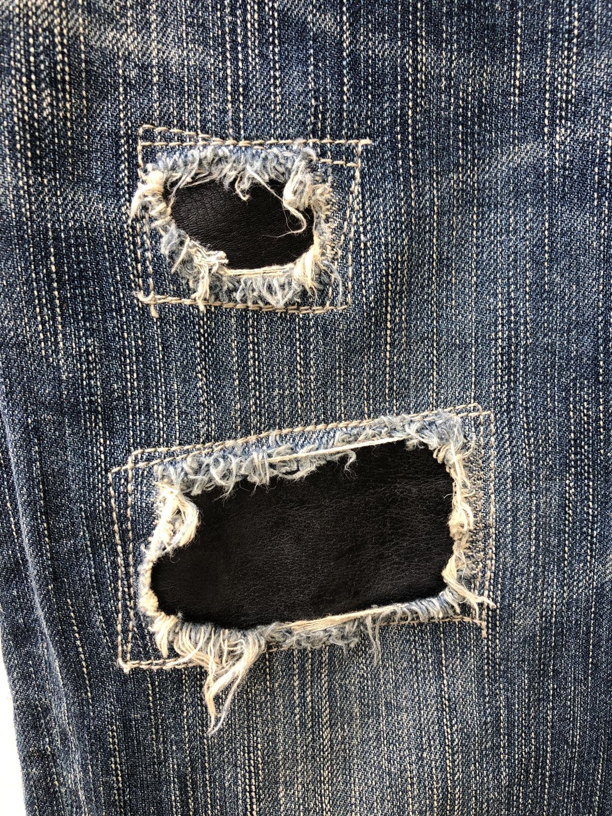 Le Grande Bleu (L.G.B.) L.G.B. Wolf Honour Rips Patchwork Stretch Denim Jeans Size US 31 - 9 Thumbnail