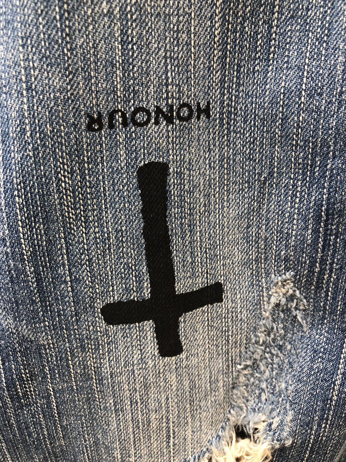 Le Grande Bleu (L.G.B.) L.G.B. Wolf Honour Rips Patchwork Stretch Denim Jeans Size US 31 - 18 Thumbnail