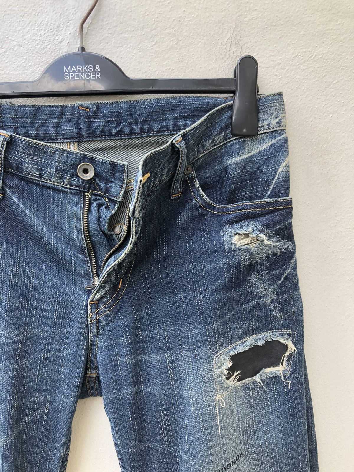 Le Grande Bleu (L.G.B.) L.G.B. Wolf Honour Rips Patchwork Stretch Denim Jeans Size US 31 - 12 Thumbnail