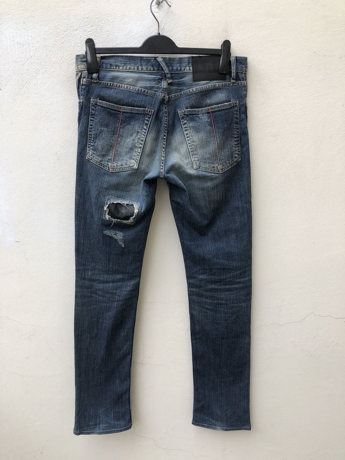 Le Grande Bleu (L.G.B.) L.G.B. Wolf Honour Rips Patchwork Stretch Denim Jeans Size US 31 - 21 Thumbnail