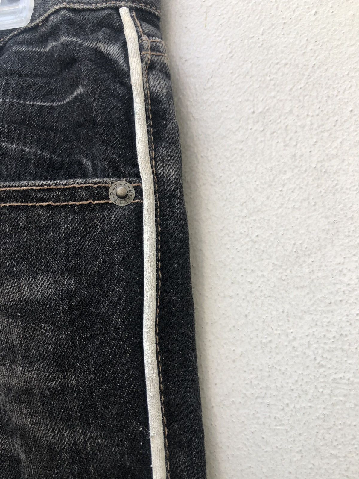 Vintage PPFM Distressed White Side Striped Denim Jeans Size US 31 - 8 Thumbnail