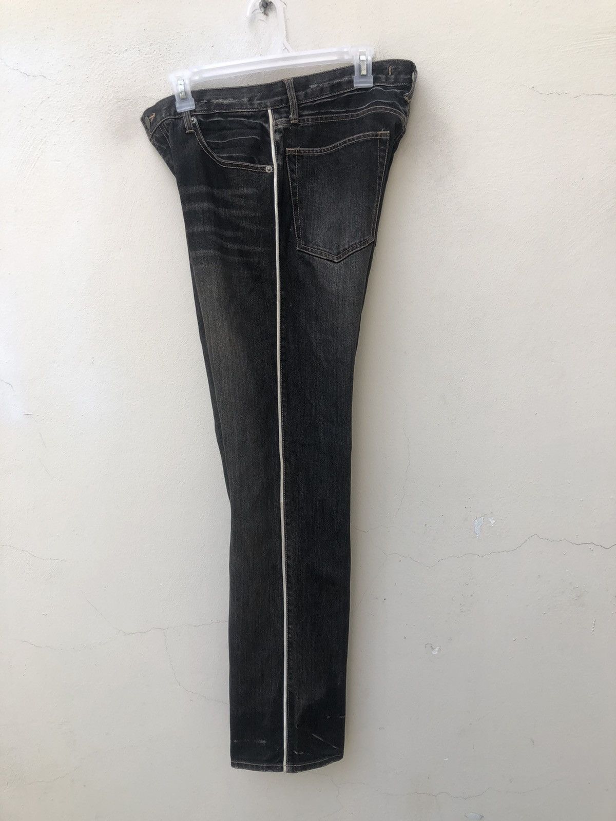 Vintage PPFM Distressed White Side Striped Denim Jeans Size US 31 - 19 Thumbnail